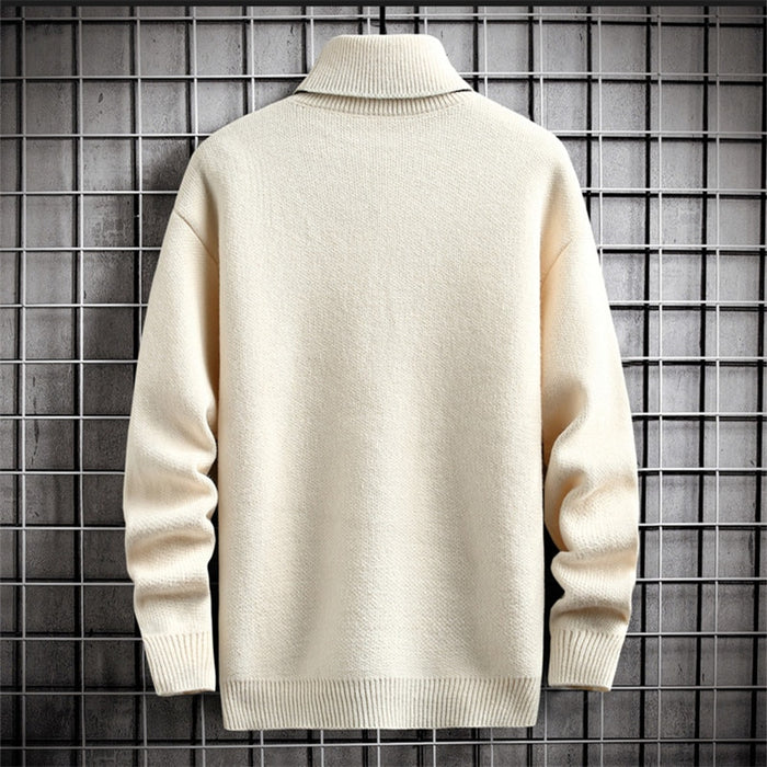 Men's Solid Turtle Neck Pullover Sweater