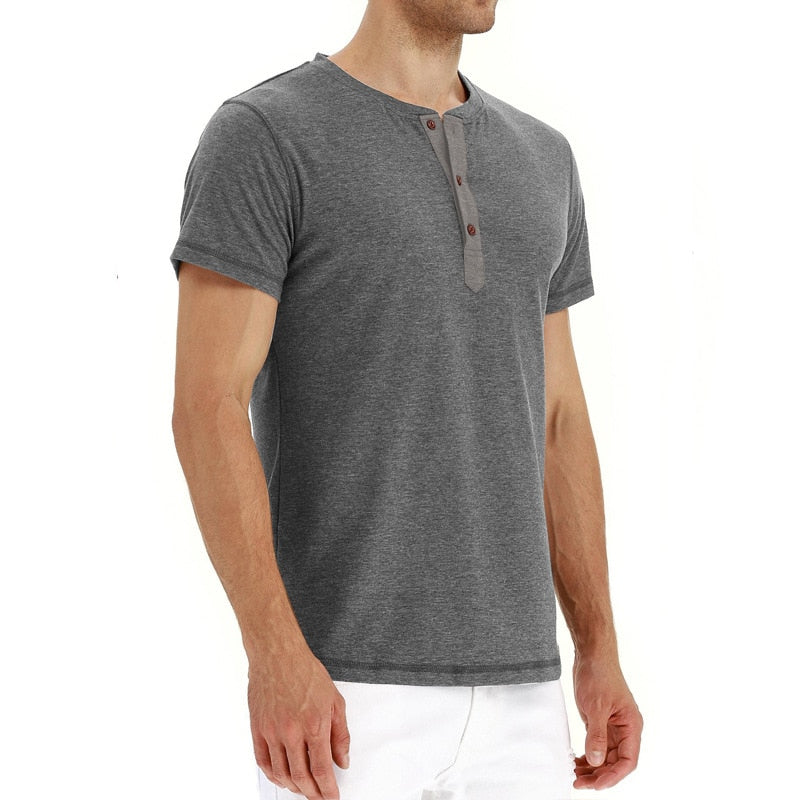 Men's Henry Collar Buttoned T-Shirt