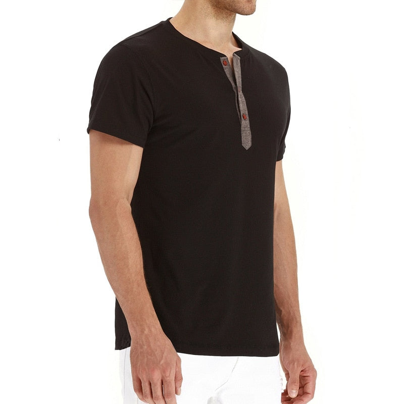 Men's Henry Collar Buttoned T-Shirt