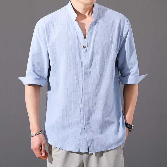 Men's Three Quarter Sleeve Cotton Visose Shirt