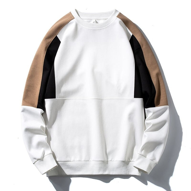 Men's Sweatshirt Autumn Patchwork O Neck Hip Hop Pullover