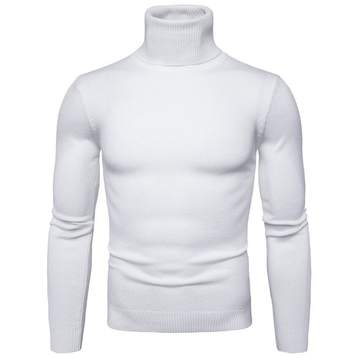 Men's Double Collar Turtleneck Solid Pullover