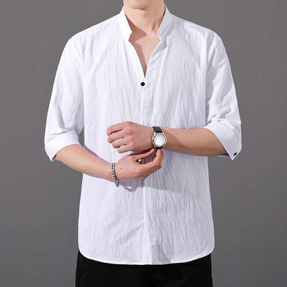 Men's Three Quarter Sleeve Cotton Visose Shirt