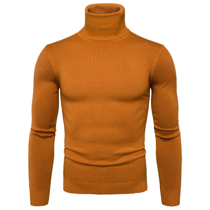 Men's Double Collar Turtleneck Solid Pullover