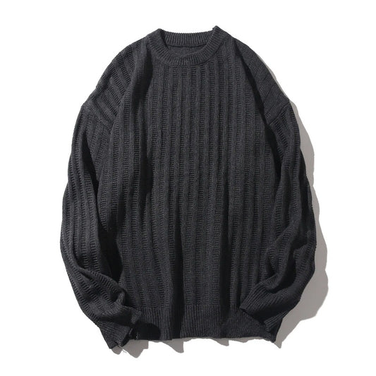 Men's Solid O Neck Loose Knitted Pullovers