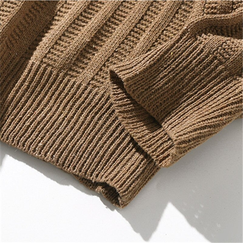 Men's Solid O Neck Loose Knitted Pullovers