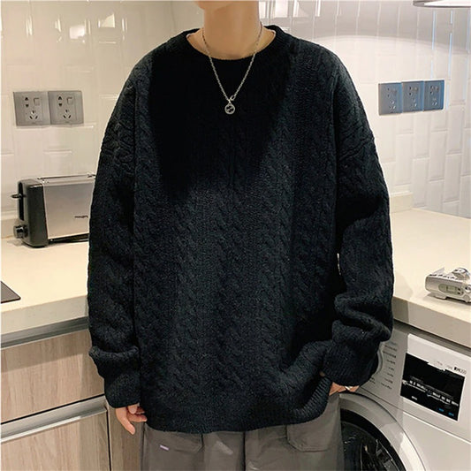 Men's Round Neck Loose Knitted Pullover