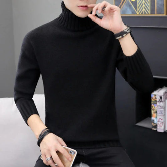 Men's High Neck Double Collar Thick Warm Pullover