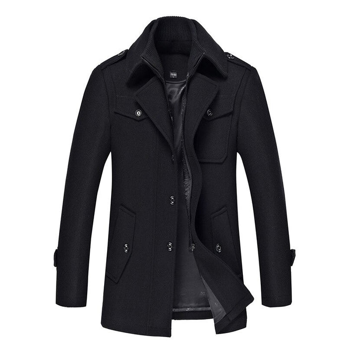 Men's Casual Thick Woolen Long Coat