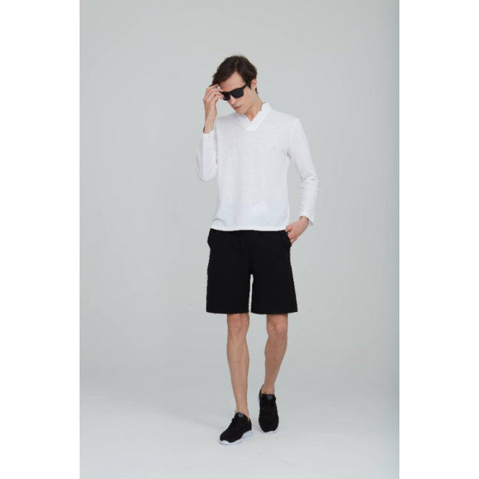 Men's Solid Mandarin Collar T-Shirt