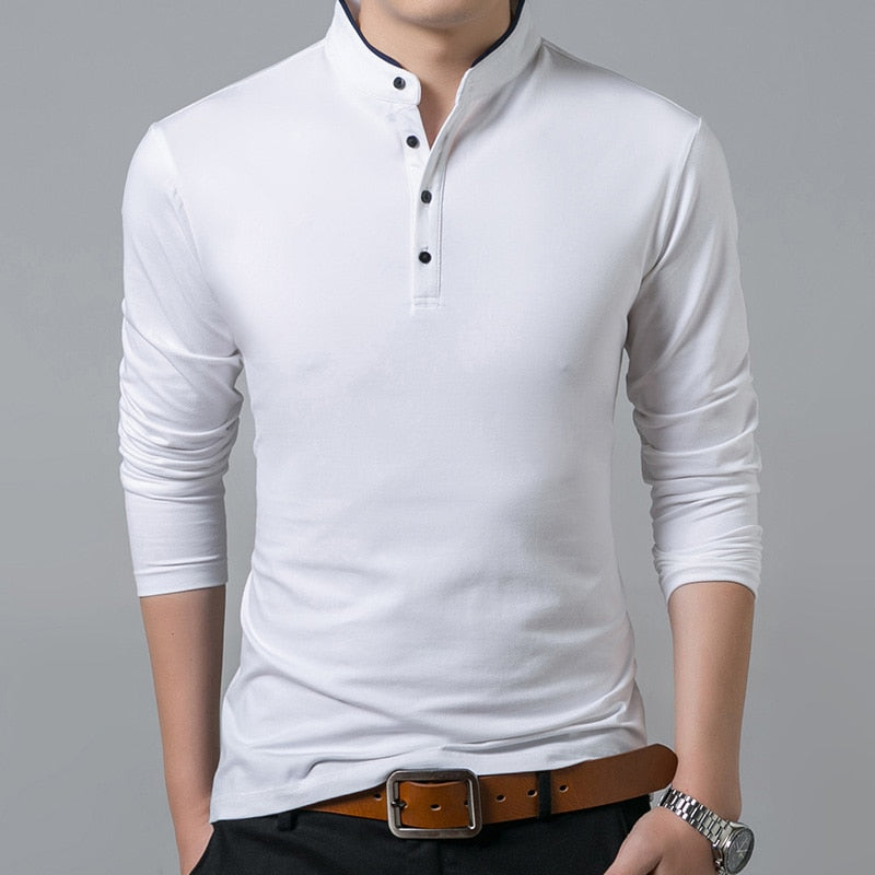 Men's Long Sleeve Stand Collar T-Shirt