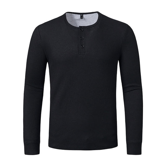 Men's Long Sleeve Henry Collar T-Shirt