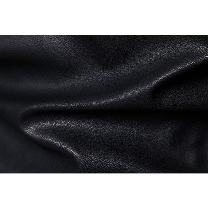 Men's Solid Leather Biker Zipper Jacket