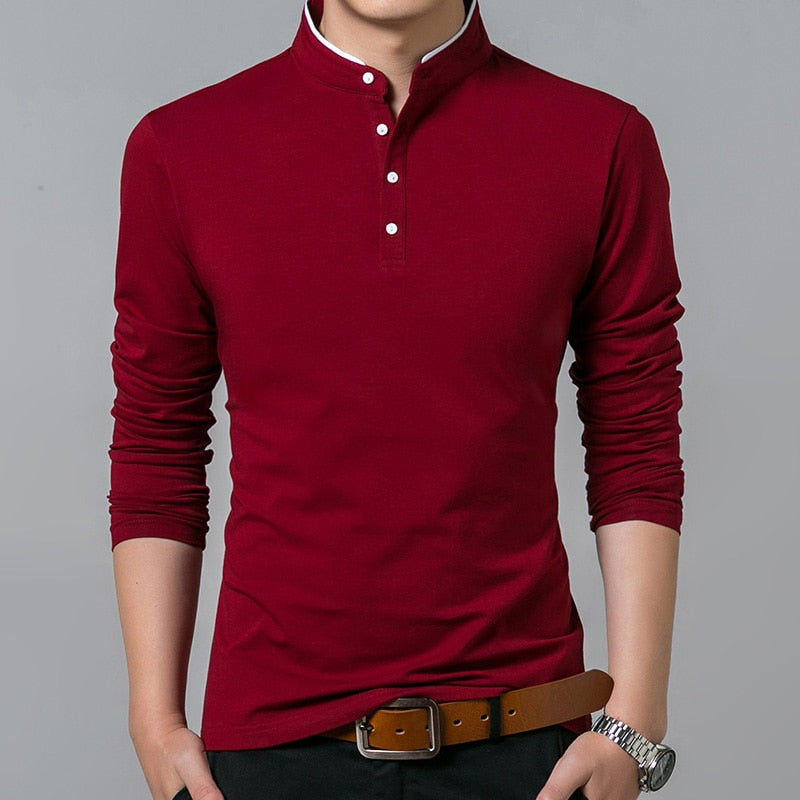 Men's Long Sleeve Stand Collar T-Shirt