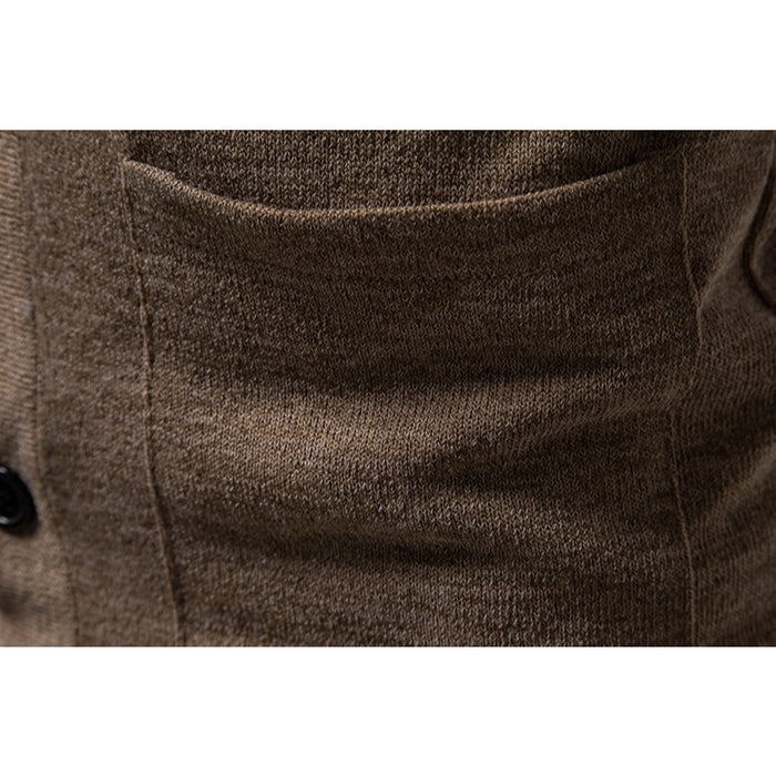 Men's Solid Knitted V-Neck Cardigan Jacket