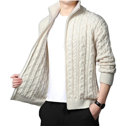 Men's Stand Collar Zipper Cardigan Sweater