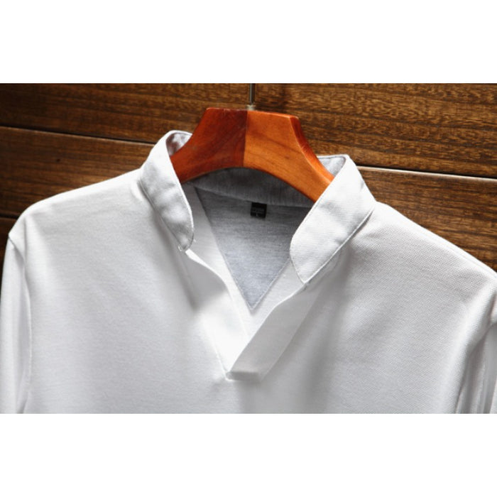 Men's Solid Mandarin Collar T-Shirt