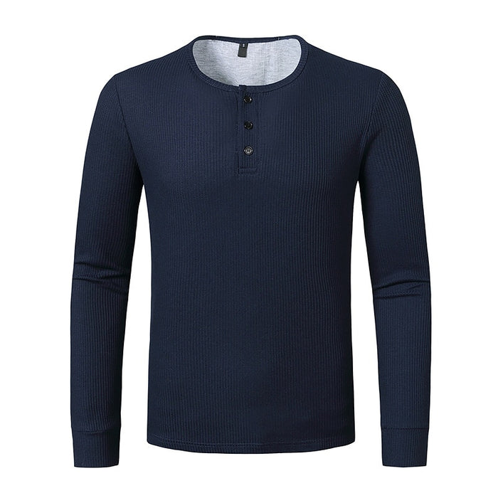 Men's Long Sleeve Henry Collar T-Shirt