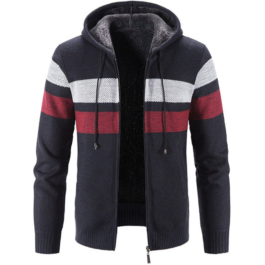 Men's Stripes Hooded Cardigan Jacket