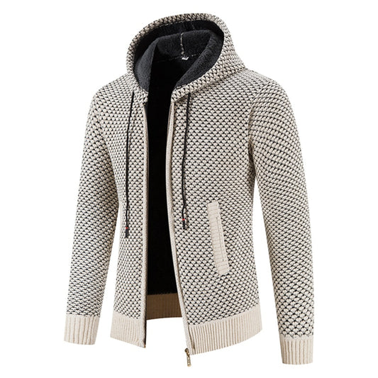 Men's Solid Knitted Zipper Cardigan Jacket