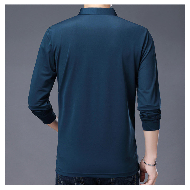 Men's Long Sleeve Solid Polo T-Shirt