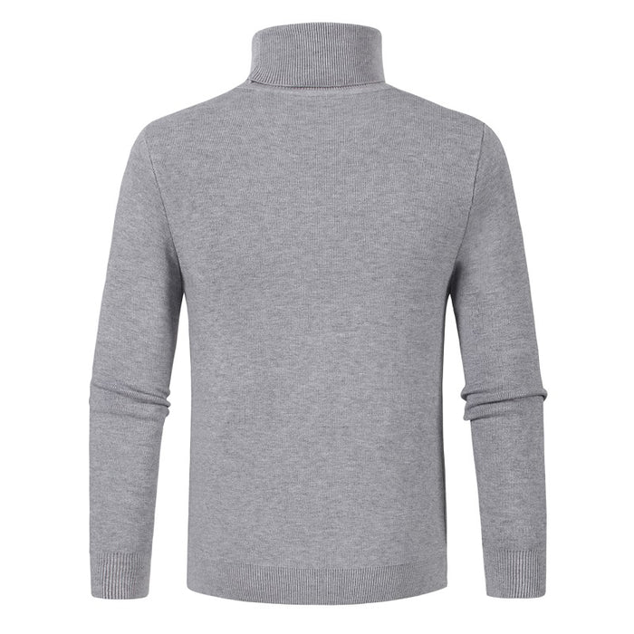 Solid Knitted Turtleneck Sweater For Men