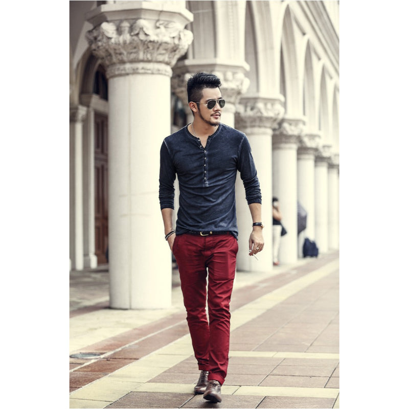 Men's Long-Sleeved V-Neck T-Shirt