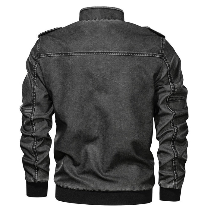 Men's Casual Patterned Biker Leather Jacket