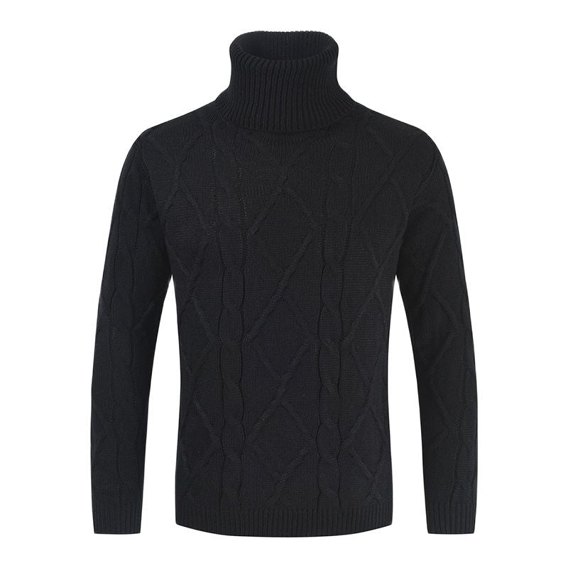 Men's Solid Loose Patterned Pullover Sweater