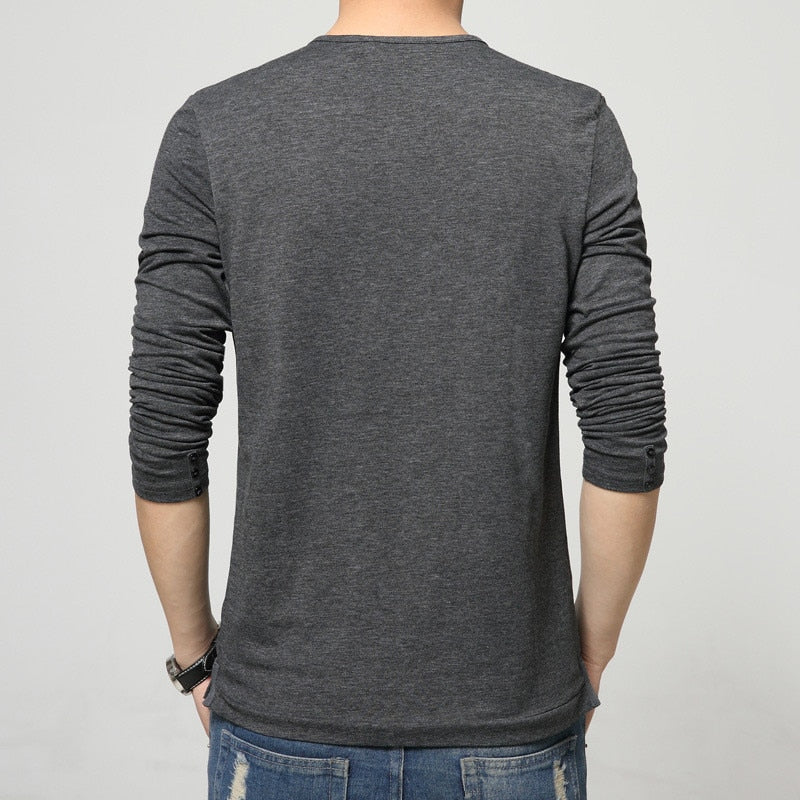 Men's Henry Collar Long Sleeve T-Shirt