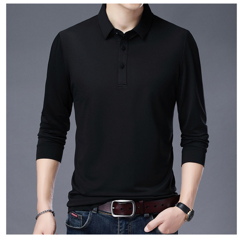 Men's Long Sleeve Solid Polo T-Shirt