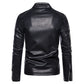 Men's Solid Leather Biker Zipper Jacket
