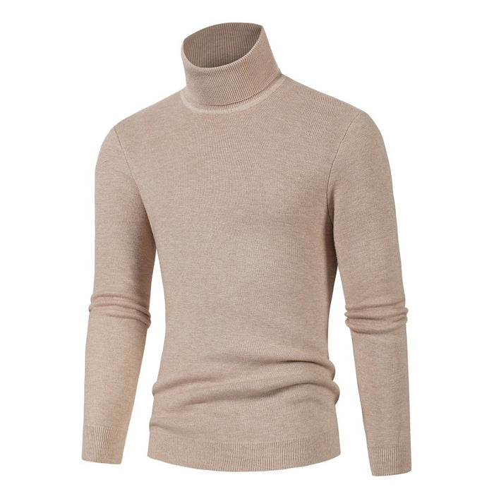 Solid Knitted Turtleneck Sweater For Men