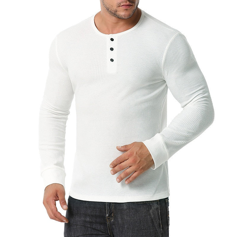 Men's Henley Collar Long Sleeve T-Shirts