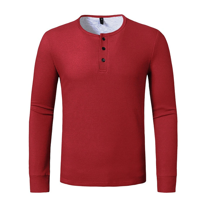 Men's Long Sleeve Henry Collar T-Shirt