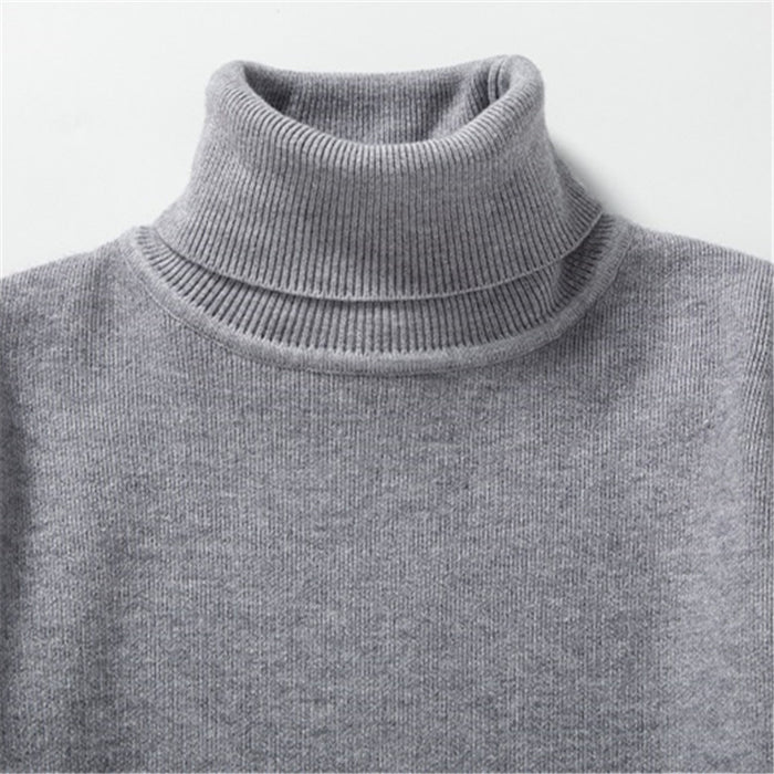 Solid Knitted Turtleneck Sweater For Men