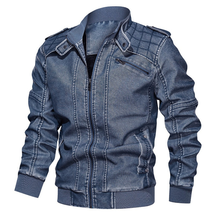 Men's Casual Patterned Biker Leather Jacket