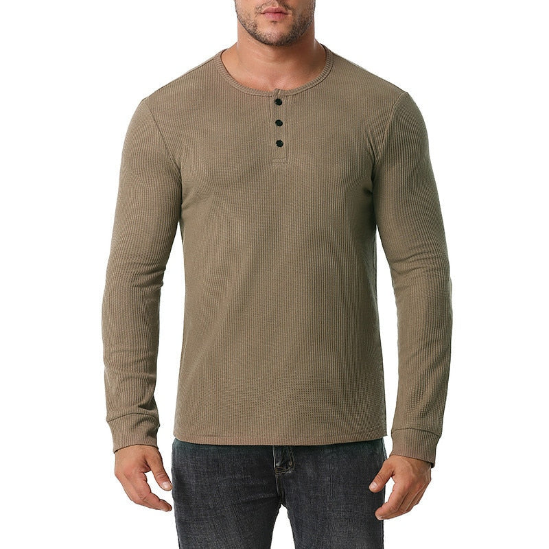 Men's Henley Collar Long Sleeve T-Shirts