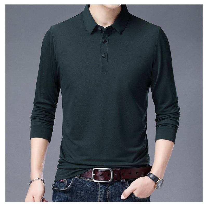 Men's Long Sleeve Solid Polo T-Shirt