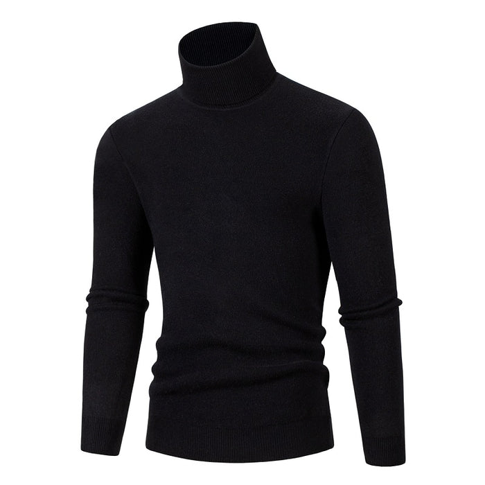 Solid Knitted Turtleneck Sweater For Men