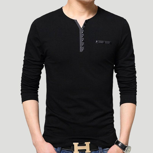 Men's Henry Collar Long Sleeve T-Shirt