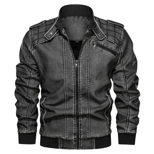 Men's Casual Patterned Biker Leather Jacket