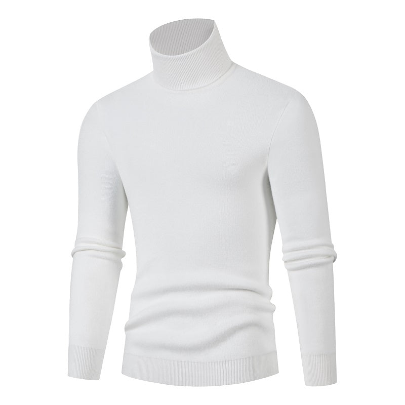 Solid Knitted Turtleneck Sweater For Men