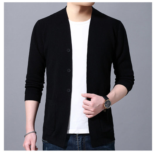 Men's Solid Slim Fit Cardigan Jacket