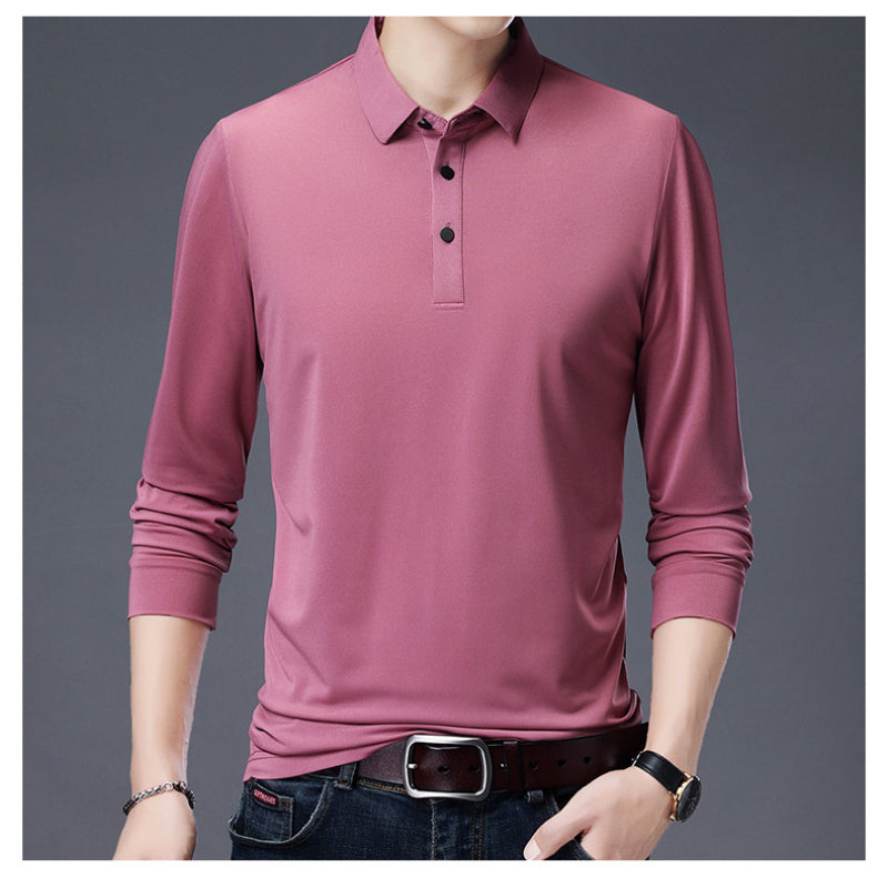 Men's Long Sleeve Solid Polo T-Shirt