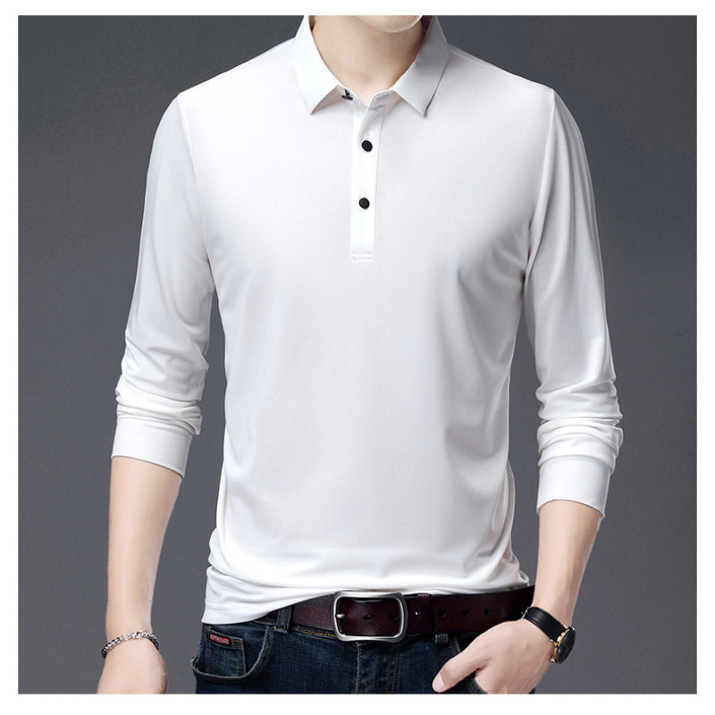 Men's Long Sleeve Solid Polo T-Shirt