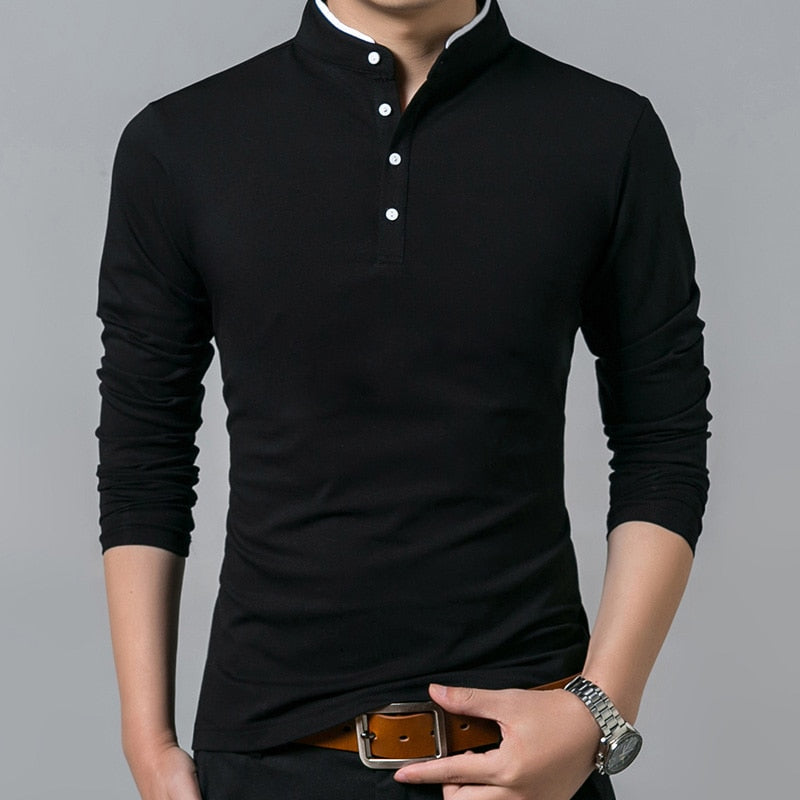 Men's Long Sleeve Stand Collar T-Shirt