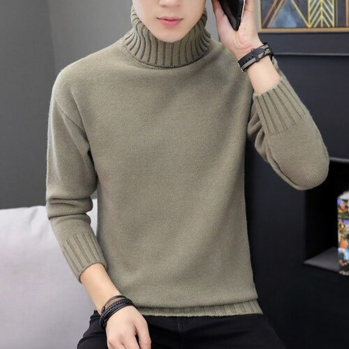 Men's High Neck Double Collar Thick Warm Pullover