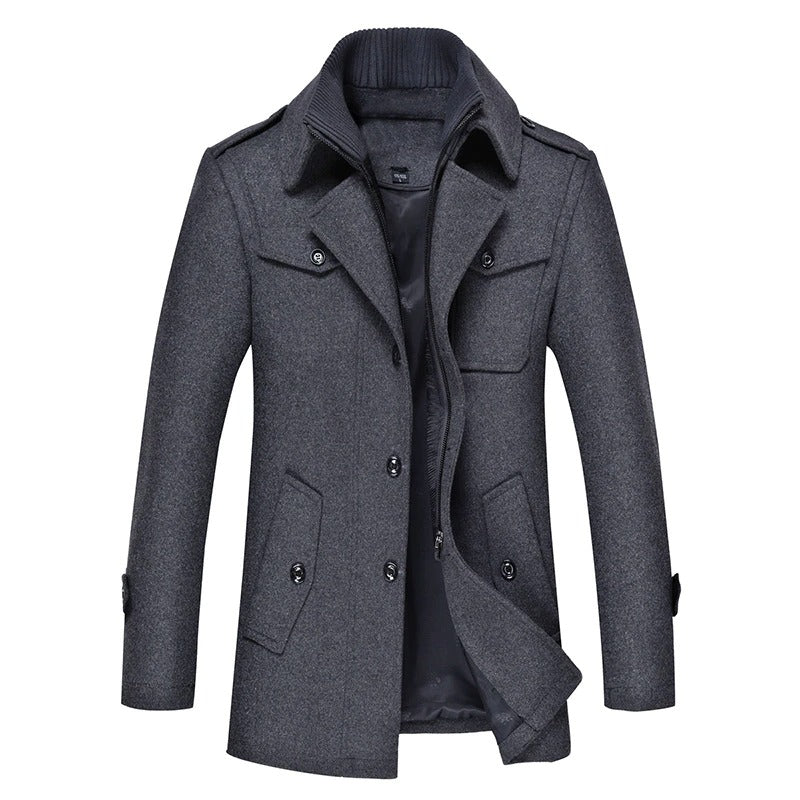 Men's Casual Thick Woolen Long Coat