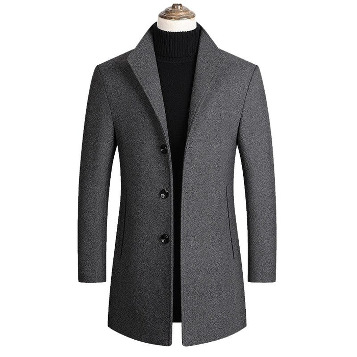 Men's Solid Turn Down Collar Coat